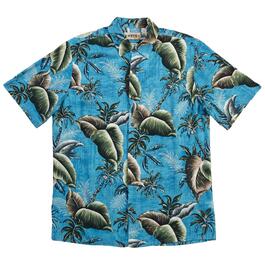 Mens Campia Tropical Palms Leaf Woven Button Down Shirt