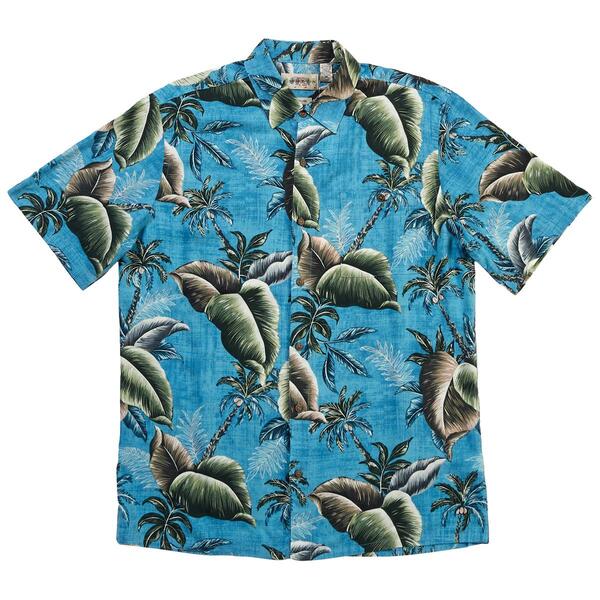 Mens Campia Tropical Palms Leaf Woven Button Down Shirt - image 