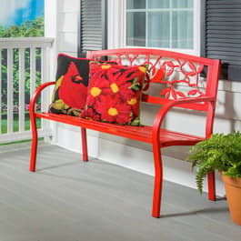 Evergreen Red Cardinals Metal Garden Bench