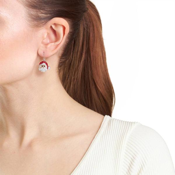 Athra Fine Silver Plated Crystal Santa Claus Drop Earrings