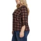 Plus Size NY Collection 3/4 Ruch Sleeve Plaid Blouse - image 3