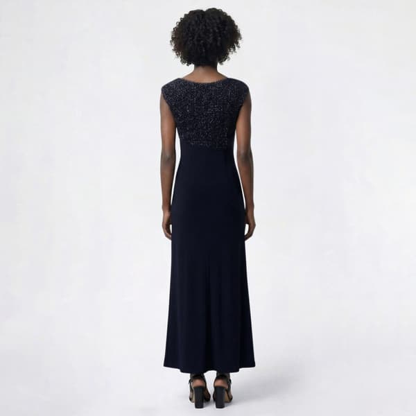 Womens Connected Apparel Sleeveless Metallic Evening Gown