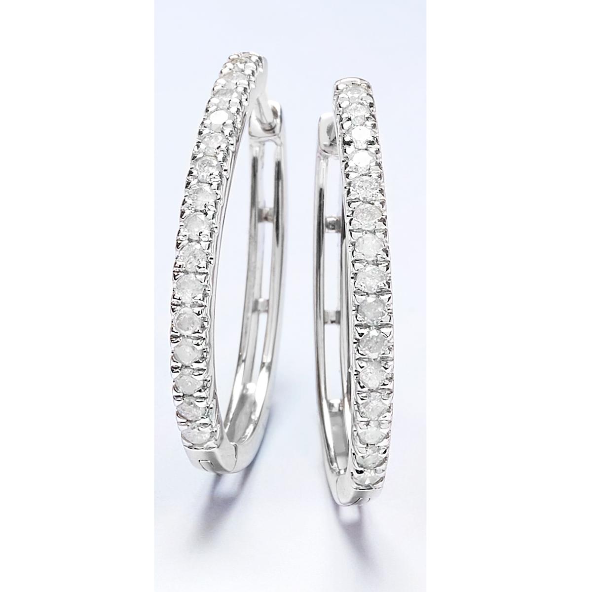 Diamond Classics™ 1/4ctw. Diamond Sterling Silver Hoop...