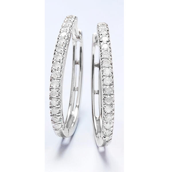 Diamond Classics&#40;tm&#41; 1/4ct Diamond Sterling Silver Hoop Earrings - image 