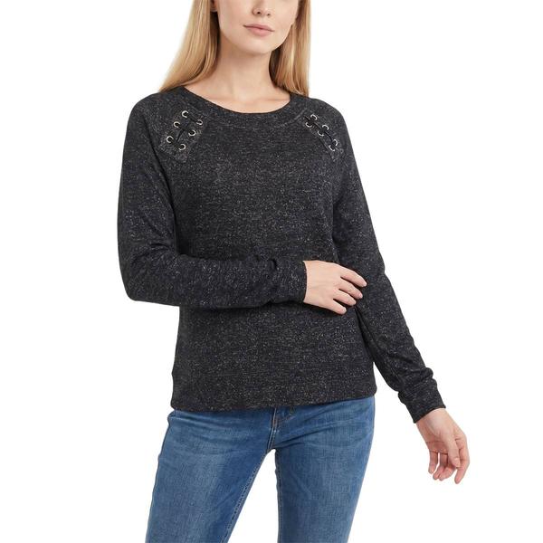 Petite NY Collection Long Raglan Sleeve Space Dye Hacci Top