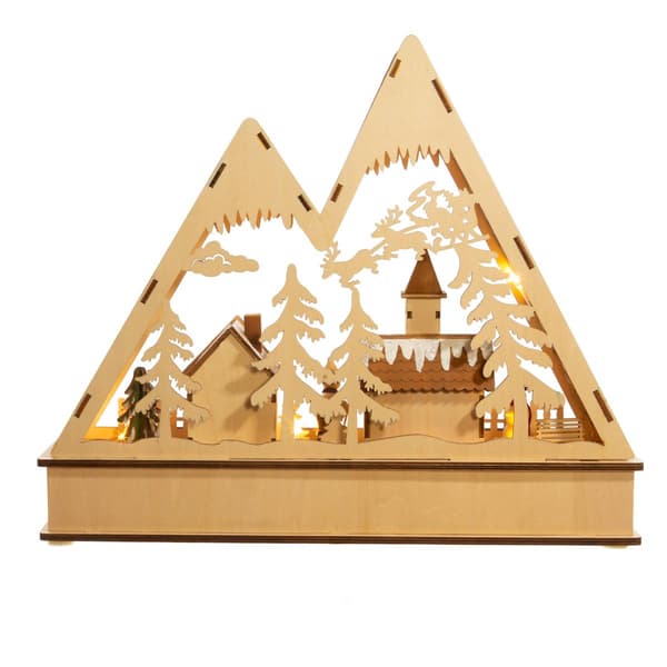 Kurt S. Adler 11.4in. Wooden Light Up Mountain Village