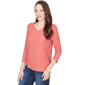 Plus Size Emaline Key Items 3/4 Sleeve V Neck Textured Tee - image 3