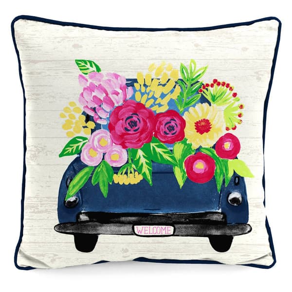 Jordan Manufacturing Flower Truck Outdoor Throw Pillow - image 