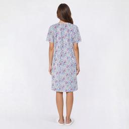 Womens Casual Time Seersucker Floral Embossed Zip Front Duster