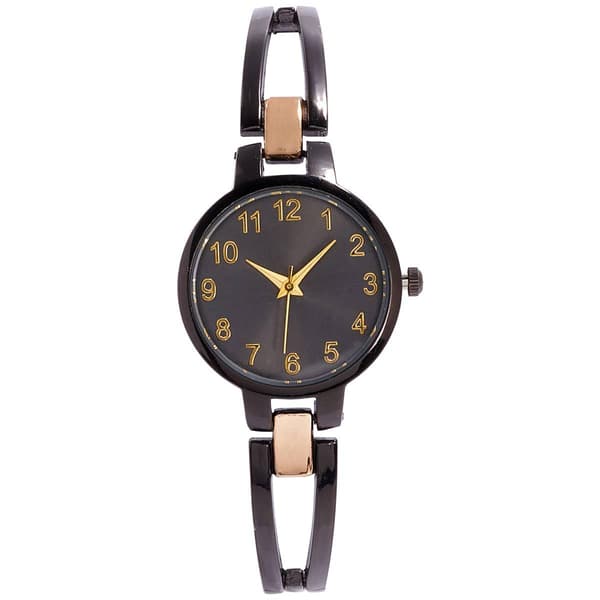 Womens Black and Gold-tone Bangle Analog Watch - 14945U-07-D30