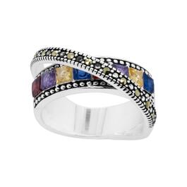 Marsala Multi-Color Marcasite Cubic Zirconia w/ Glass Ring