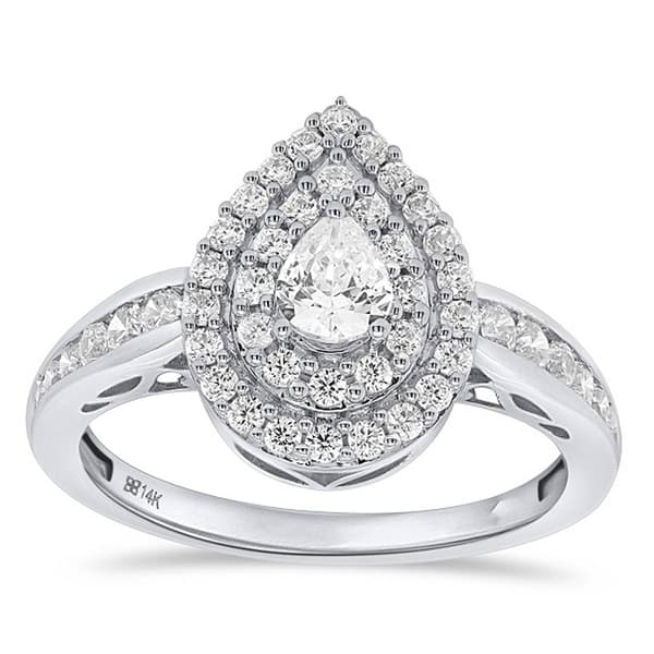 Nova Star(R) White Gold & 1ctw. Lab Grown Diamond Pear Ring