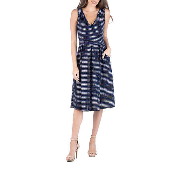 Womens 24/7 Comfort Apparel Fit & Flare Polka Dots Dress - image 