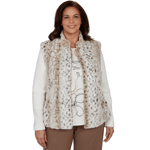 Plus Size Alfred Dunner Regent Street Faux Fur Jacket