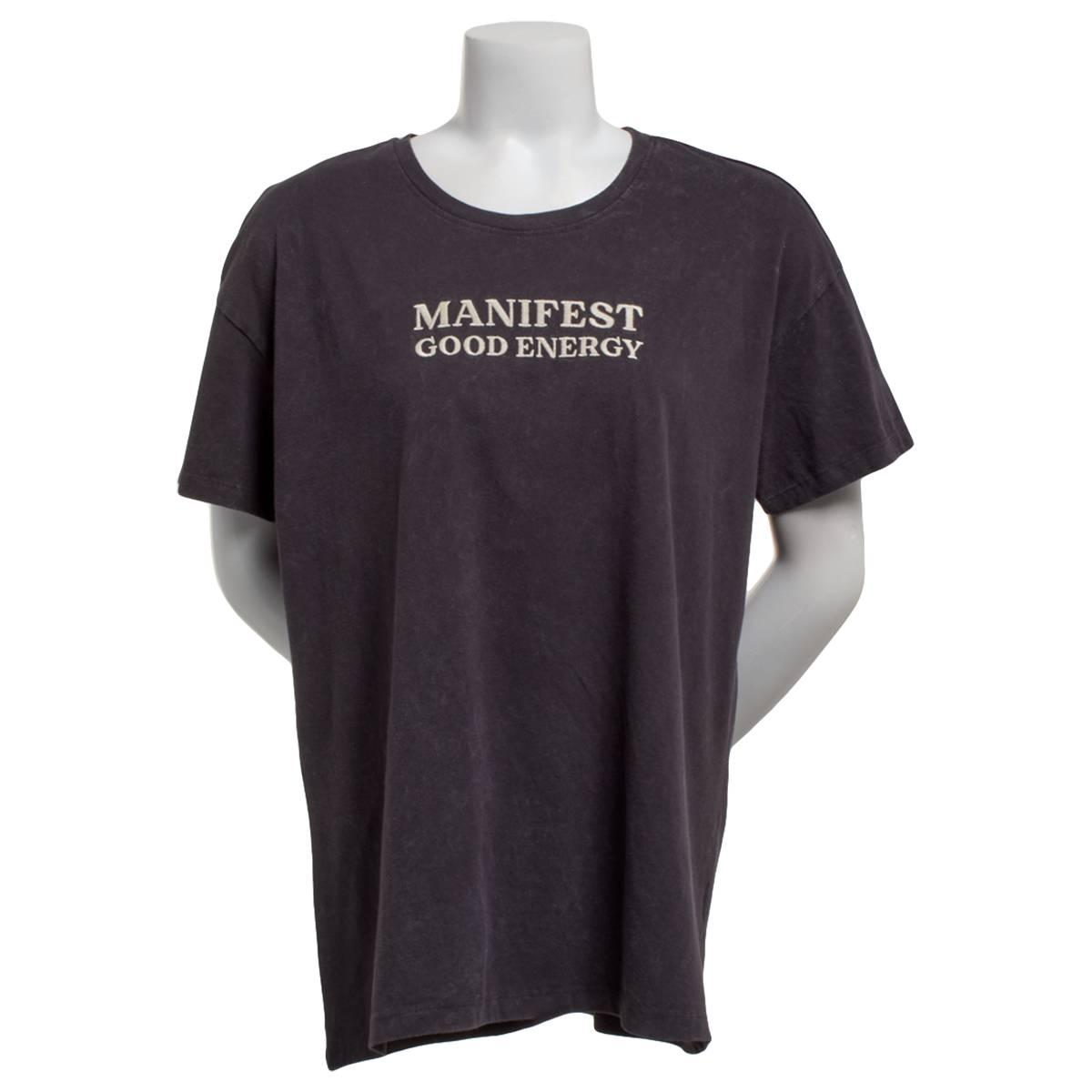 Juniors Attitude Not Included Optic Wash Manifest Good Energy Tee