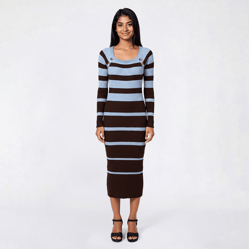 Juniors Madden Girl English Stripe Wide Square Neck Sweater Dress