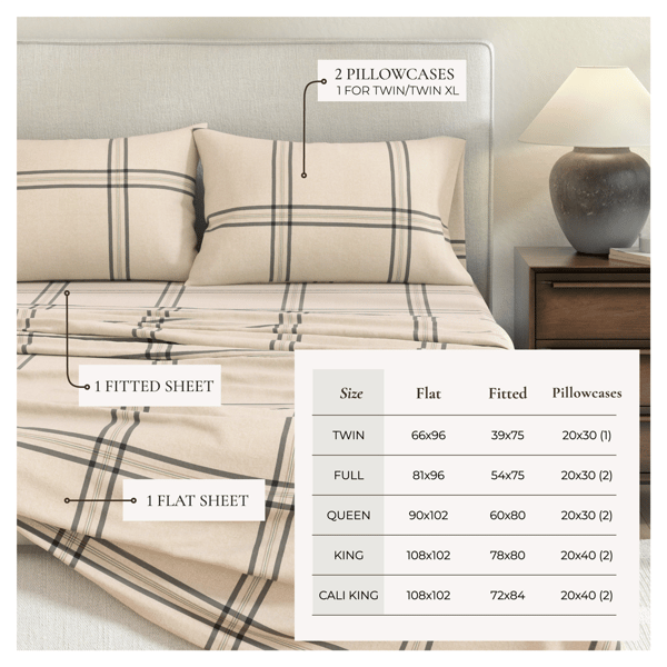 Freshfolds Plaid Flannel Wide Plaid Sheet Set