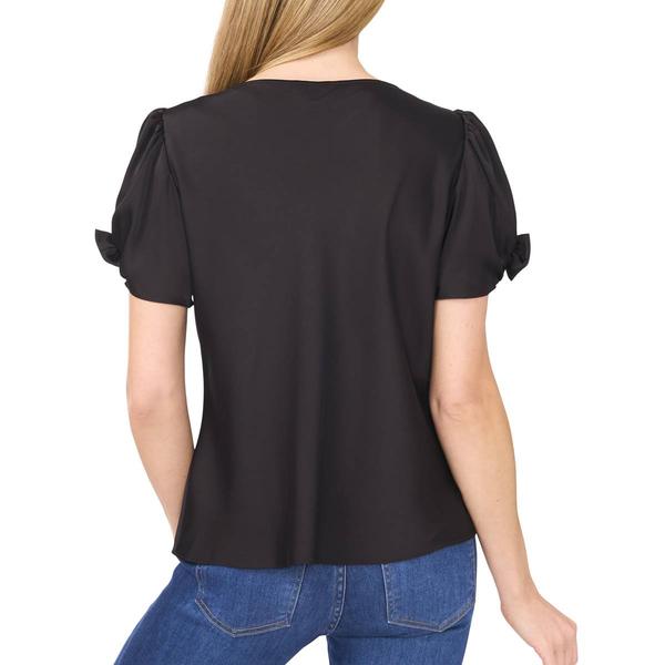 Womens Cece Short Sleeve Bow Detail Cowl Neck Blouse