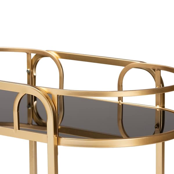 Baxton Studio Leighton Glam & Luxe Gold Metal 2-Tier Wine Cart