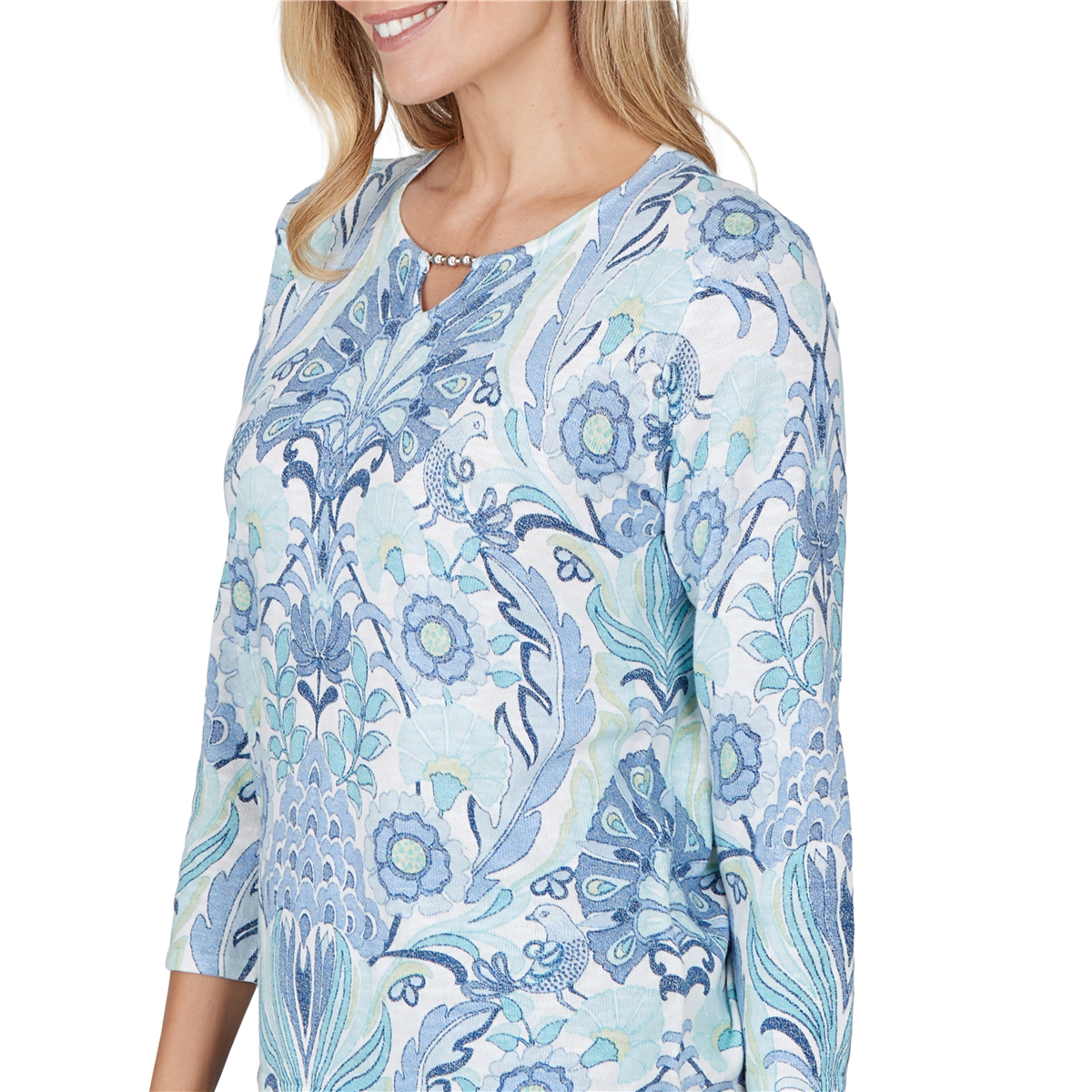 Womens Alfred Dunner Ann Arbor Floral & Birds Blouse