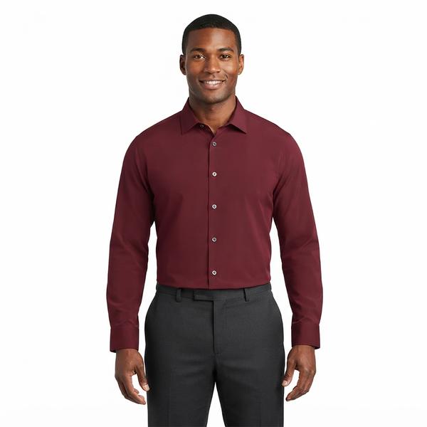 Mens Christian Aujard Regular Fit Stretch Dress Shirt - Cherry