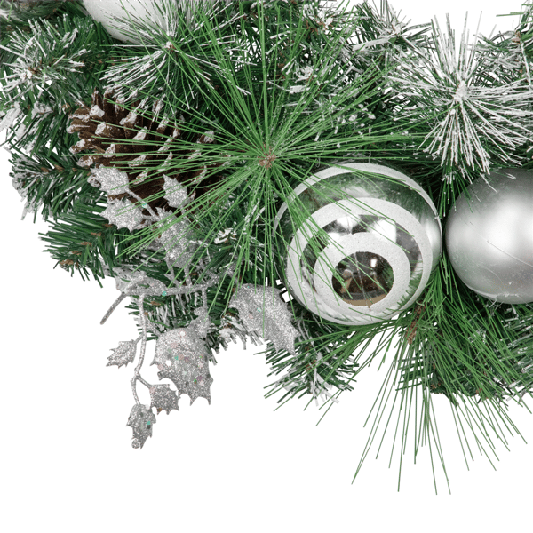 Northlight Pine Needle Christmas Wreath with Pinecone & Ornaments