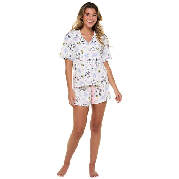 Juniors Peanuts(tm) Short Sleeve Bookish Treats Boxer Pajama Set - image 
