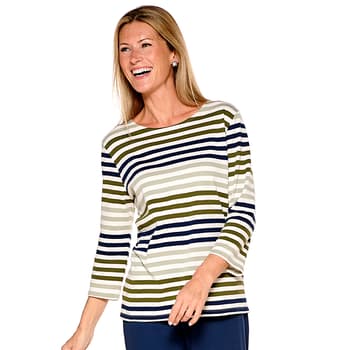 Womens Hasting & Smith 3/4 Sleeve Striped Top - Boscov's