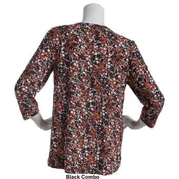 Petite Preswick & Moore 3/4 Sleeve Curved Hem Leaf Blossom Top - Boscov's