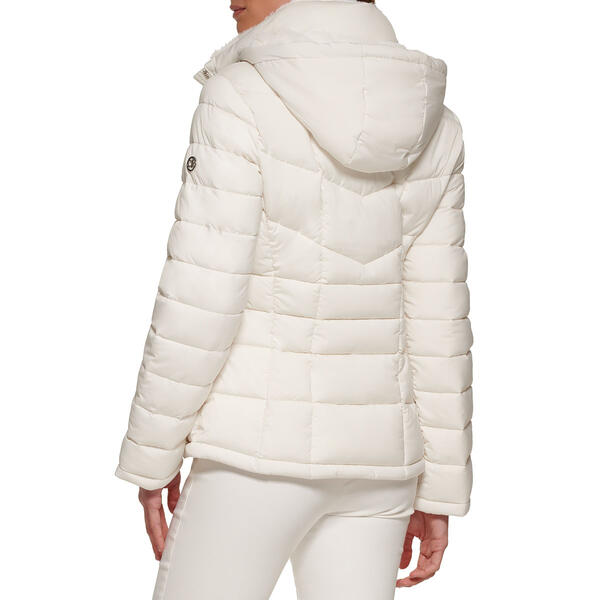 Plus Size Calvin Klein Short Puffer Jacket with Chest Zipper