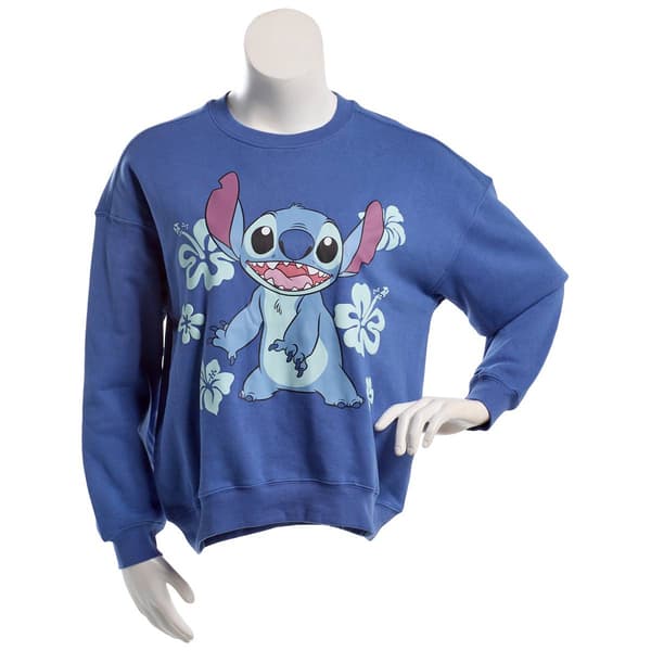 Juniors Hybrid Stitch Crew Neck Fleece Sweatshirt - image 