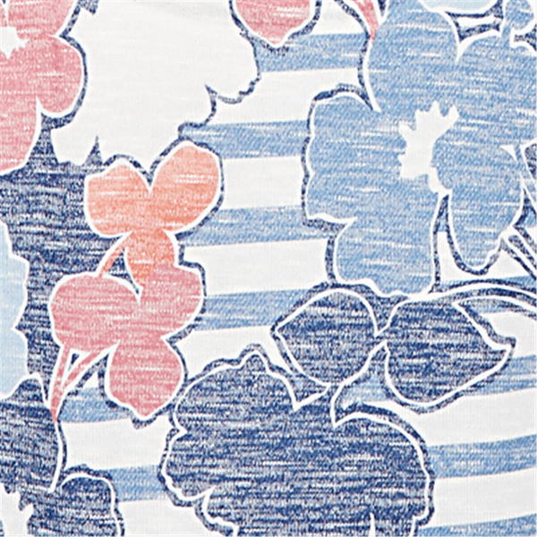 Petite Alfred Dunner Austin Stripe Floral Keyhole Neck Blouse