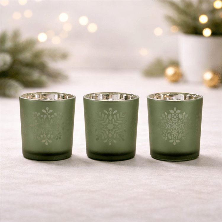 Melrose Frosted Snowflake Votive Holder - Set of 3
