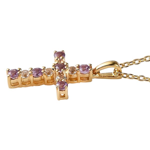 Gemstone Classics&#8482; Created Alexandrite & Sapphire Cross Pendant