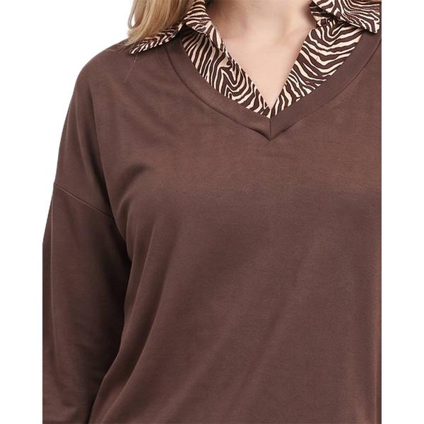 Womens NY Collection Long Sleeve Two in One Zebra Sweater