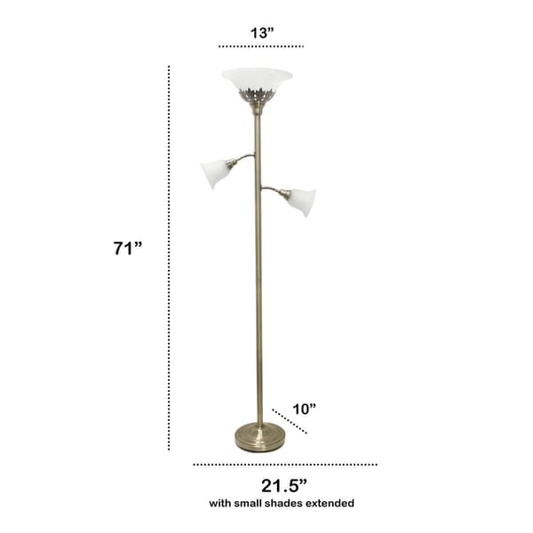Lalia Home Classic 2 Read Light Glass Shade Torchiere Floor Lamp