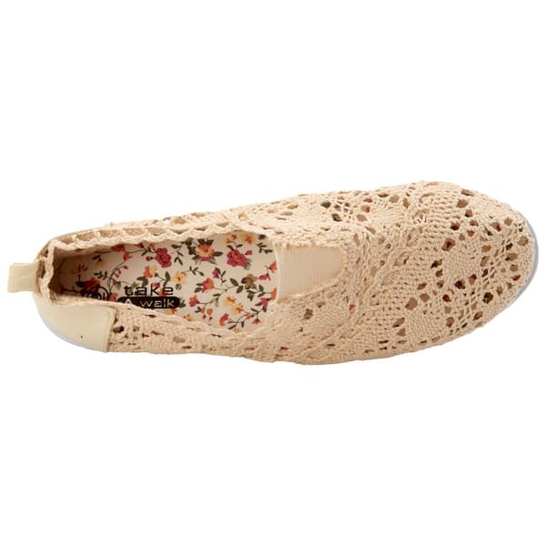 Womens Ashley Blue Crochet Center Gore Slip On Flats