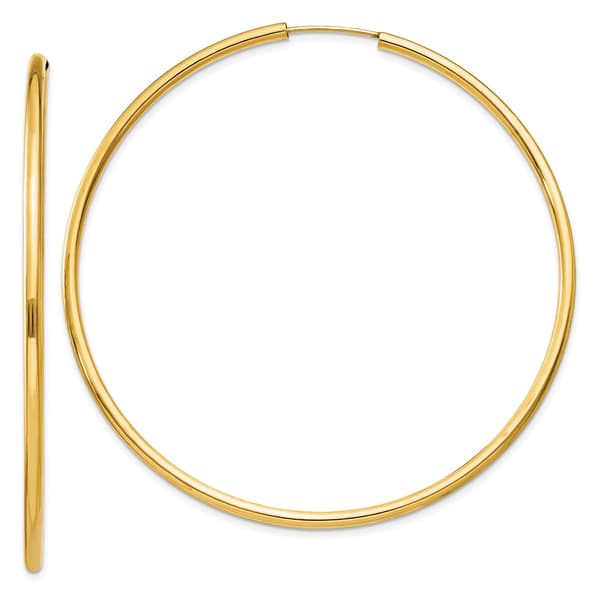 Gold Classics(tm) 56mm. 14kt. Polished Endless Hoop Earrings - image 