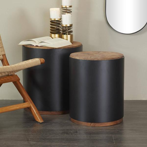 9th & Pike® 2pc. Rustic Black Metal Accent Table Set