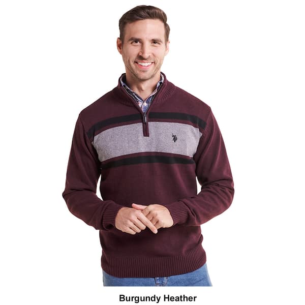 Mens U.S. Polo Assn.&#174; 3 Stripe Cotton 1/4 Zip Sweater