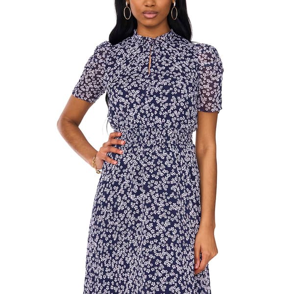 Petite MSK Short Sleeve Floral  Chiffon Midi Dress