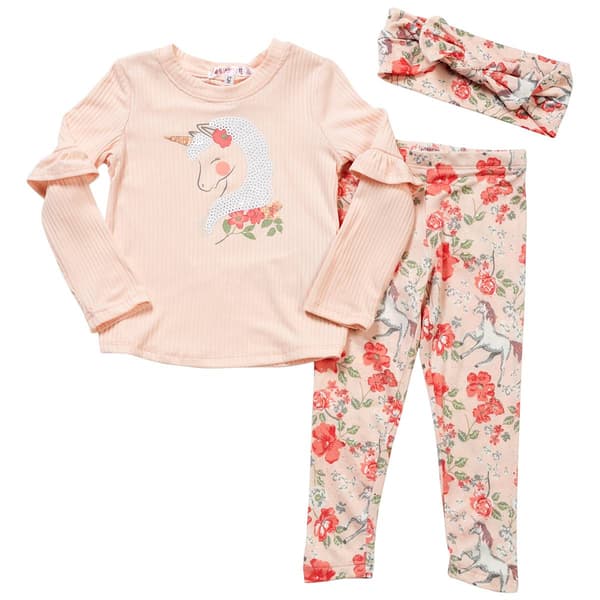 Toddler Girl Nannette Unicorn Top & Floral Foil Speck Leggings - image 