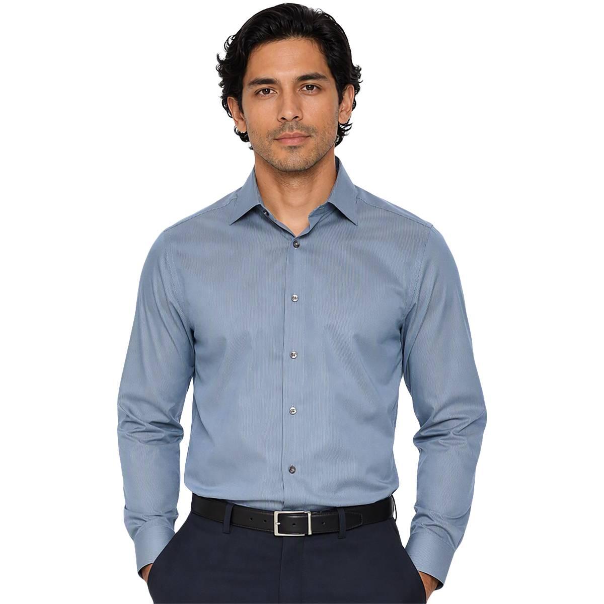 Mens Bill Blass Modern Fit Mint Blue Stripe Dress Shirt