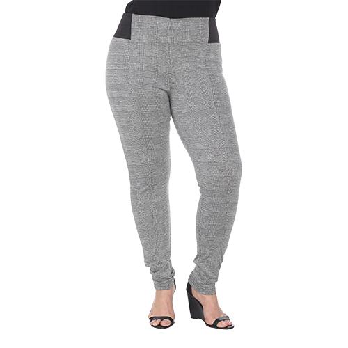 Plus Size White Mark Jacquard Slim Pants