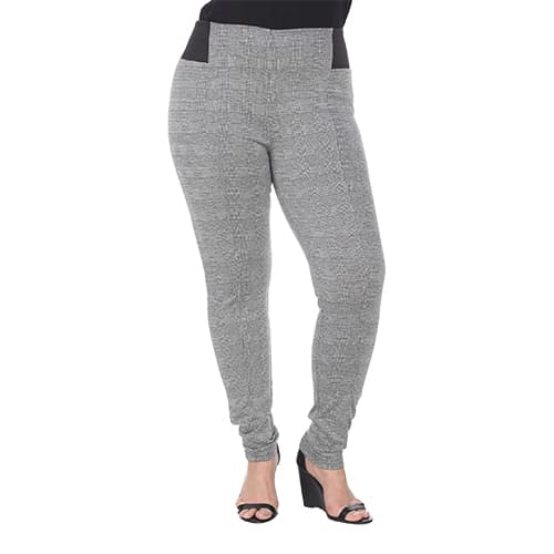 Plus Size White Mark Jacquard Slim Pants