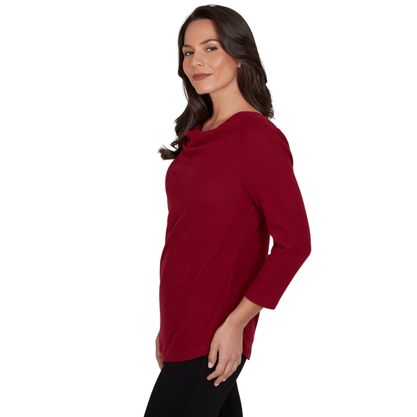 Petite Emaline Key Items 3/4 Sleeve Cowl Neck Solid Sweater