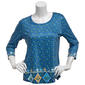 Womens OneWorld 3/4 Sleeve Ikat Floral Sublimation Tee - image 1
