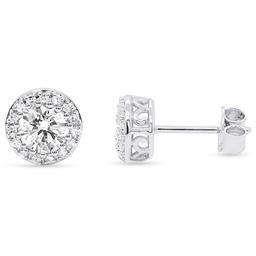 Nova Star(R) Sterling 1ctw. Lab Grown Diamond Halo Stud Earrings