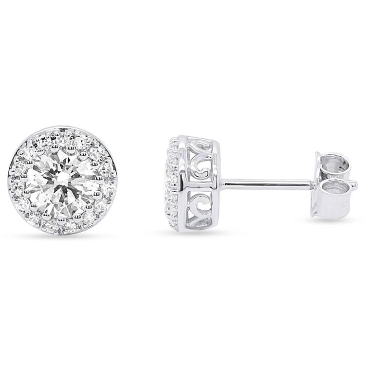 Nova Star(R) Sterling 1ctw. Lab Grown Diamond Halo Stud Earrings