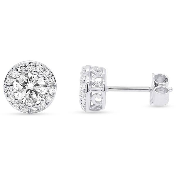 Nova Star(R) Sterling 1ctw. Lab Grown Diamond Halo Stud Earrings